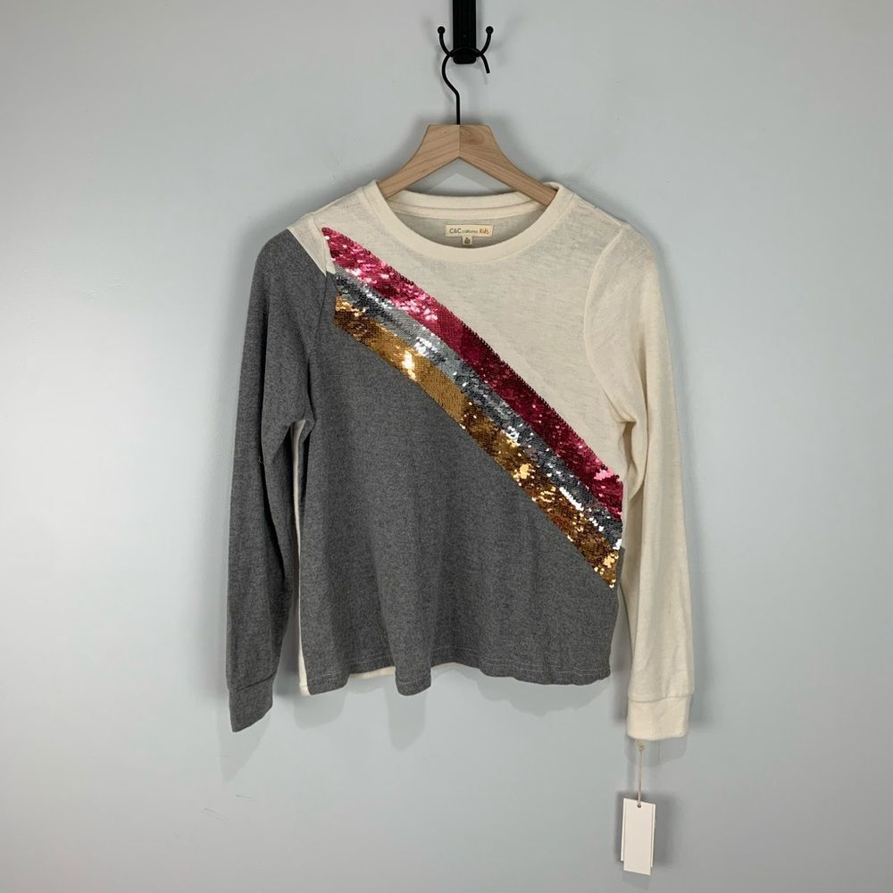 C & C California Kids Sequins Striped Sweater